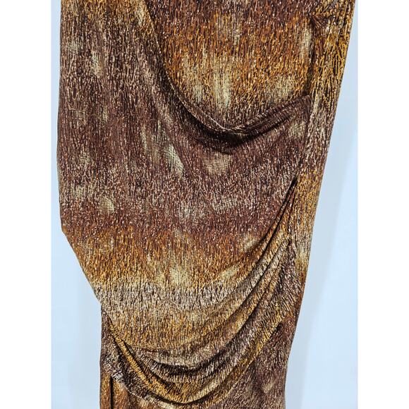 VTG Teenbell Women's Brown & Black Sleeveless Faux Wrap Dress Size S - Picture 3 of 4